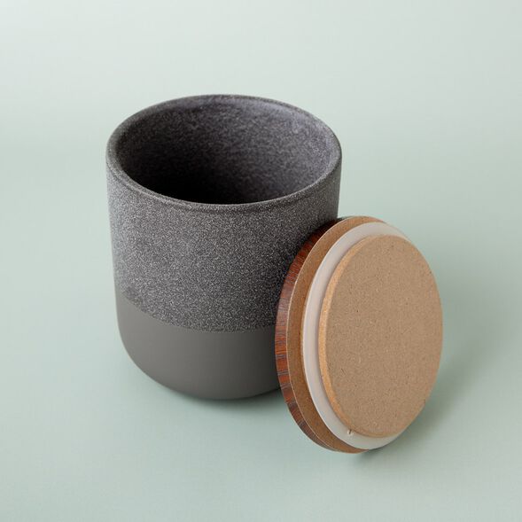 Black Two-Tone Ceramic Jar with Lid